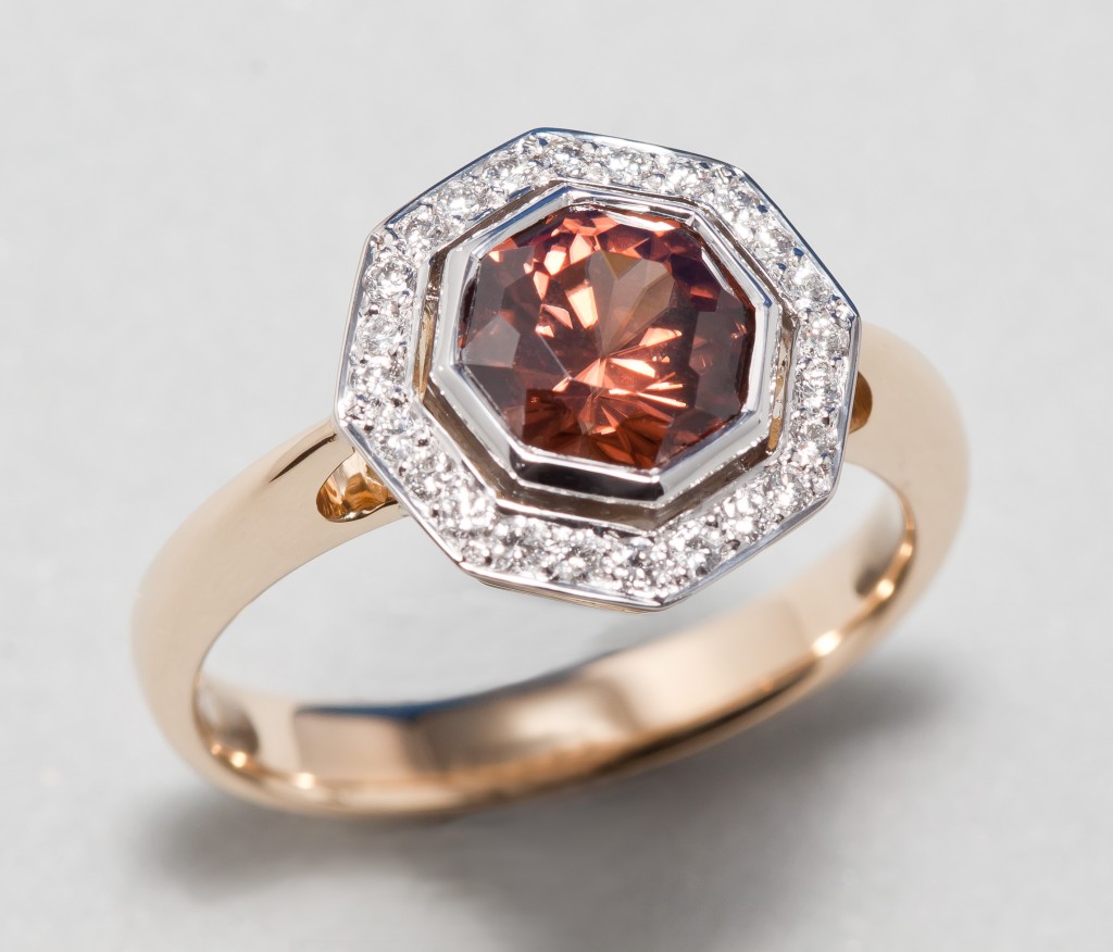 Australian Zircon octagonal Halo ring